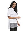 Бяла дамска риза с панел с принт Zola-0 снимка