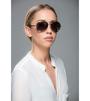 Дамски слънчеви очила в златисто и черно Viki снимка