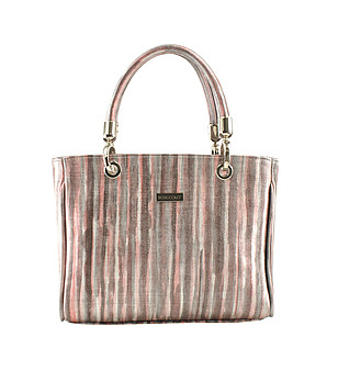 Дамска чанта от естествена кожа в сребристо и розово Morgan снимка