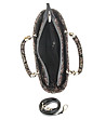 Дамска кожена чанта в черно с пейсли принт в златисто Aura-4 снимка
