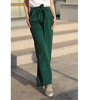 Зелен дамски памучен панталон снимка
