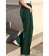 Зелен дамски памучен панталон-3 снимка