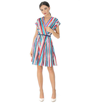 Многоцветна памучна рокля на райе Ilaria снимка