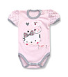 Бебешко памучно боди в розово и сиво с щампа Hallo cat-0 снимка