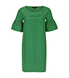 Зелена рокля с декорация при ръкавите -0 снимка