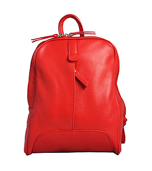 Чанта от естествена кожа в червено Izala снимка