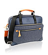 Unisex тъмносиня чанта с оранжеви детайли-2 снимка