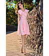 Розова елегантна рокля Angela -3 снимка