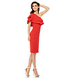 Червена рокля с ефектен дизайн Dea -3 снимка