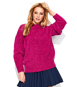 Дамски пуловер в цвят циклама Traci снимка