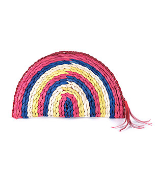 Многоцветна дамска плетена чанта  снимка