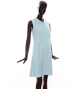Светлосиня памучна рокля без ръкави снимка