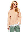 Дамски пуловер в цвят сьомга с дантела Karmelia-0 снимка