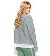 Дамски пуловер в сив меланж с дантела Karmelia-1 снимка