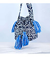 Дамска чанта в сини нюанси и бяло-3 снимка