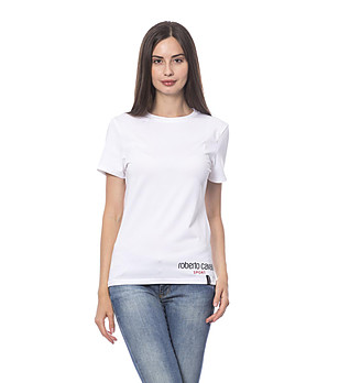 Памучна тениска в бяло Adisa с щампа с декорация снимка
