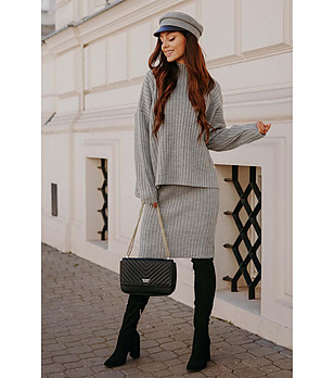 Комплект от пуловер и пола в сиво Elrica снимка