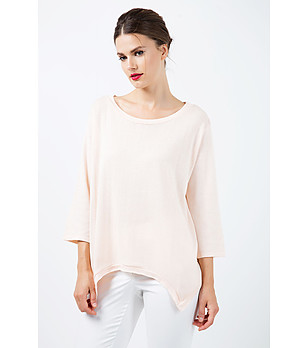 Дамска памучна блуза в блед нюанс на цвят праскова Jelly снимка