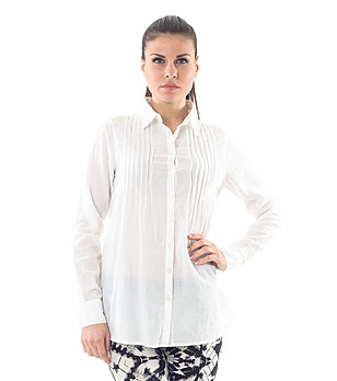 Памучна бяла дамска риза Kanira снимка