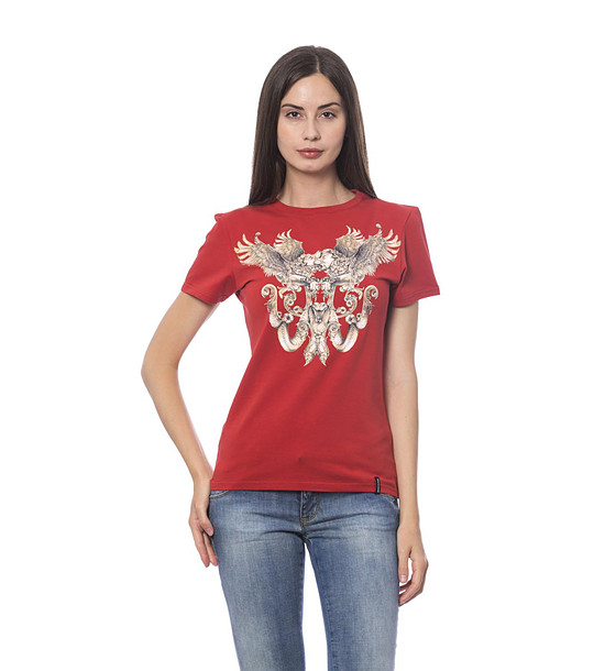 Дамска памучна тениска в червено Lornita снимка