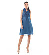 Синя рокля от памук и коприна Staci-0 снимка