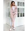 Розов дамски костюм от сако и панталон-0 снимка