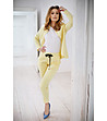 Жълт дамски костюм от сако и панталон-0 снимка