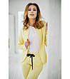 Жълт дамски костюм от сако и панталон-3 снимка