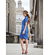 Синя елегантна памучна рокля-3 снимка