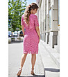 Памучна рокля от дантела в розово-1 снимка