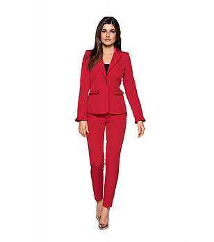 Дамски червен костюм от сако и панталон Dinah снимка