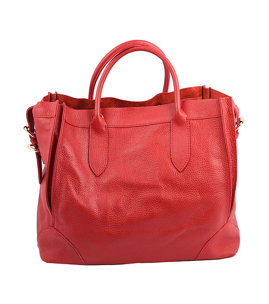 Дамска кожена чанта в червено Violet снимка
