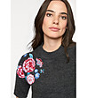 Тъмносива блуза с флорална бродерия Lisha-2 снимка
