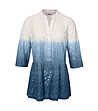 Памучна дамска блуза в бяло и синьо Lilana-3 снимка