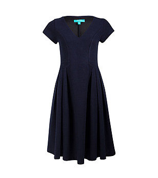 Тъмносиня рокля с V-образно деколте San Lorenzo снимка