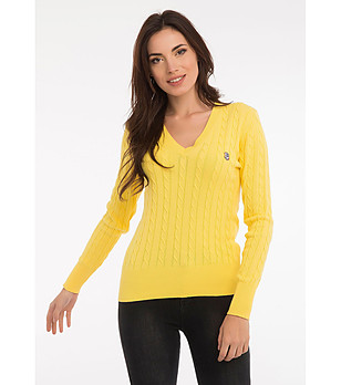 Жълт памучен дамски пуловер Sylvie снимка