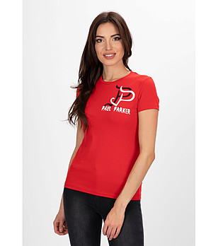 Дамска памучна тениска в червено Tessi снимка
