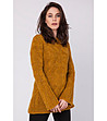 Дълъг дамски пуловер в цвят горчица Muria-0 снимка
