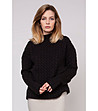 Черен дамски пуловер с релефни плетеници Livia-0 снимка