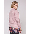 Розов дамски пуловер с релефни плетеници Livia-1 снимка