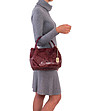 Дамска кожена чанта в цвят бордо Alvara-4 снимка