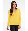 Жълт памучен дамски пуловер Sylvie-3 снимка