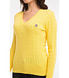 Жълт памучен дамски пуловер Sylvie-4 снимка