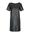 Черна рокля имитация на кожа Ledora-0 снимка