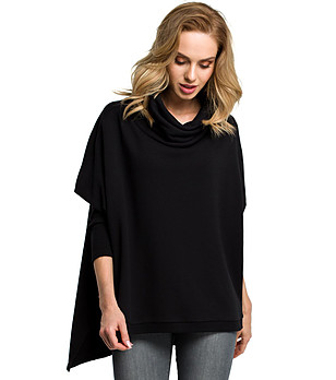 Черна дамска памучна блуза със свободна линия Alene снимка