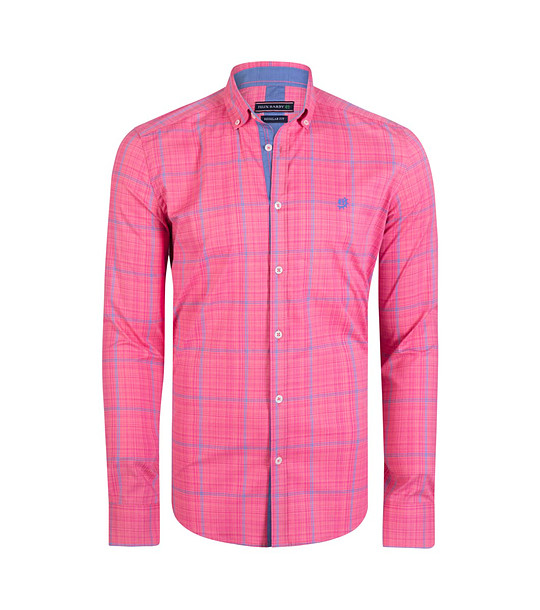 Мъжка памучна риза в розово и синьо Moriz снимка