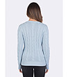 Дамски памучен пуловер в светлосиньо с плетеници Irmona-1 снимка