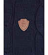 Памучен мъжки пуловер в тъмносиньо с плетеници Basil-3 снимка