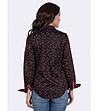 Черна памучна дамска риза с принт в червено Ness-1 снимка