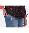 Черна памучна дамска риза с принт в червено Ness-4 снимка